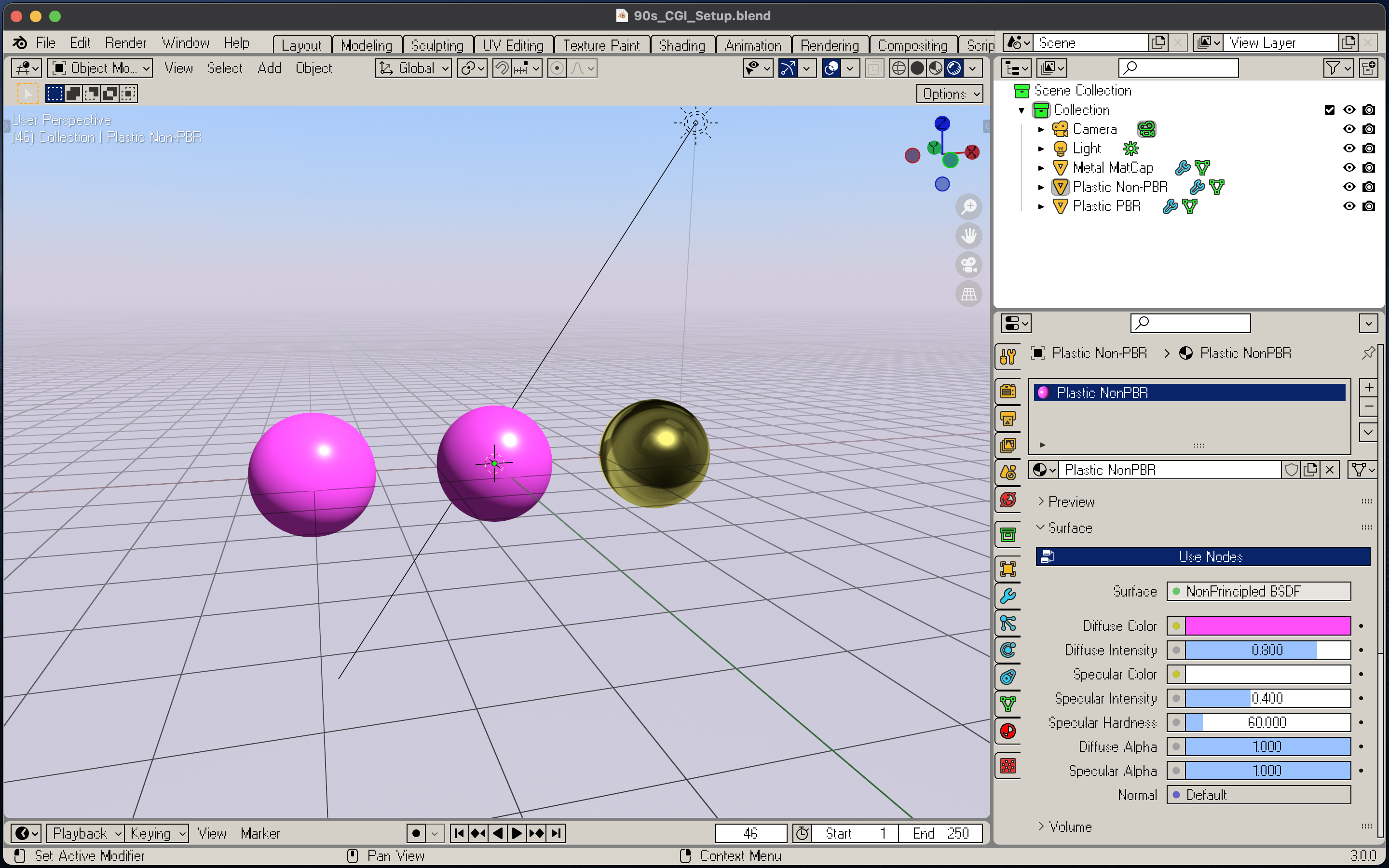 Screenshot of Blender with Plastic PBR shader